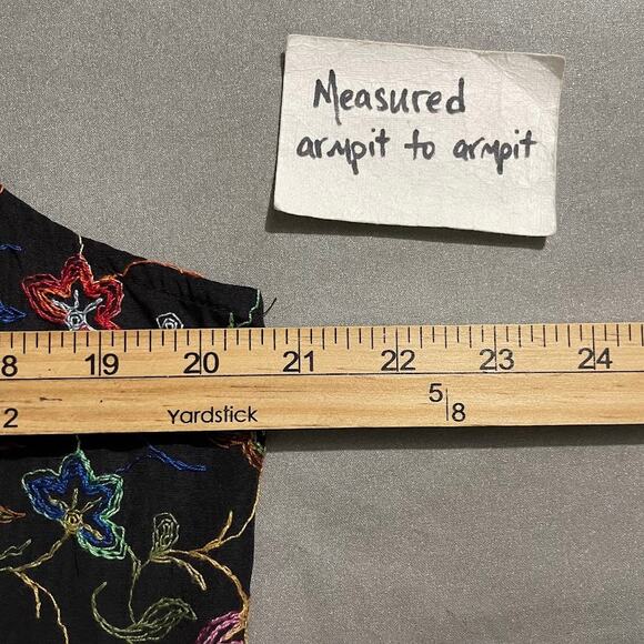 Vintage Black Embroidered Vest Size Rainbow Floral Waistcoat Dopamine Artsy Dark - Picture 7 of 8